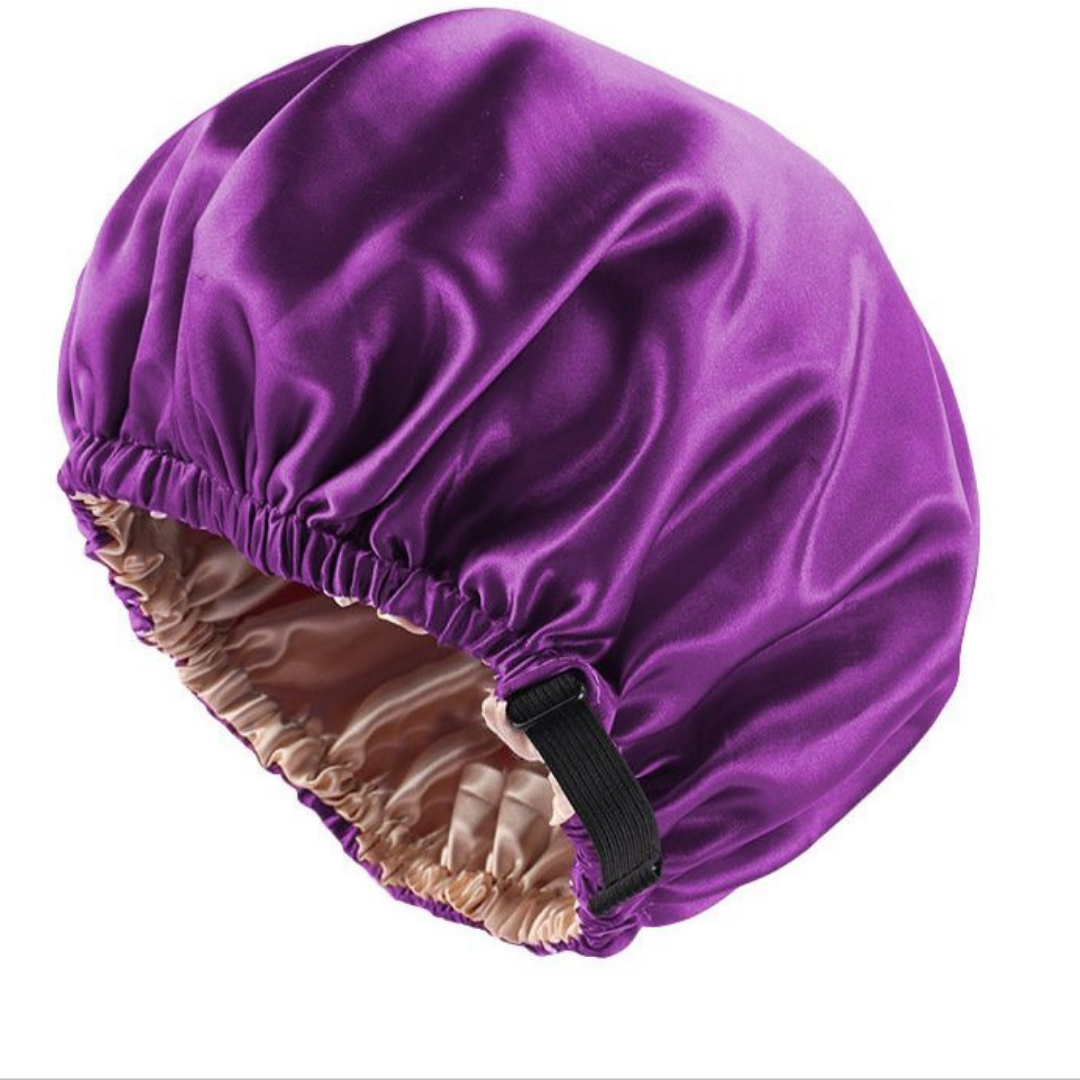 Bonnet en satin réversible et réglable