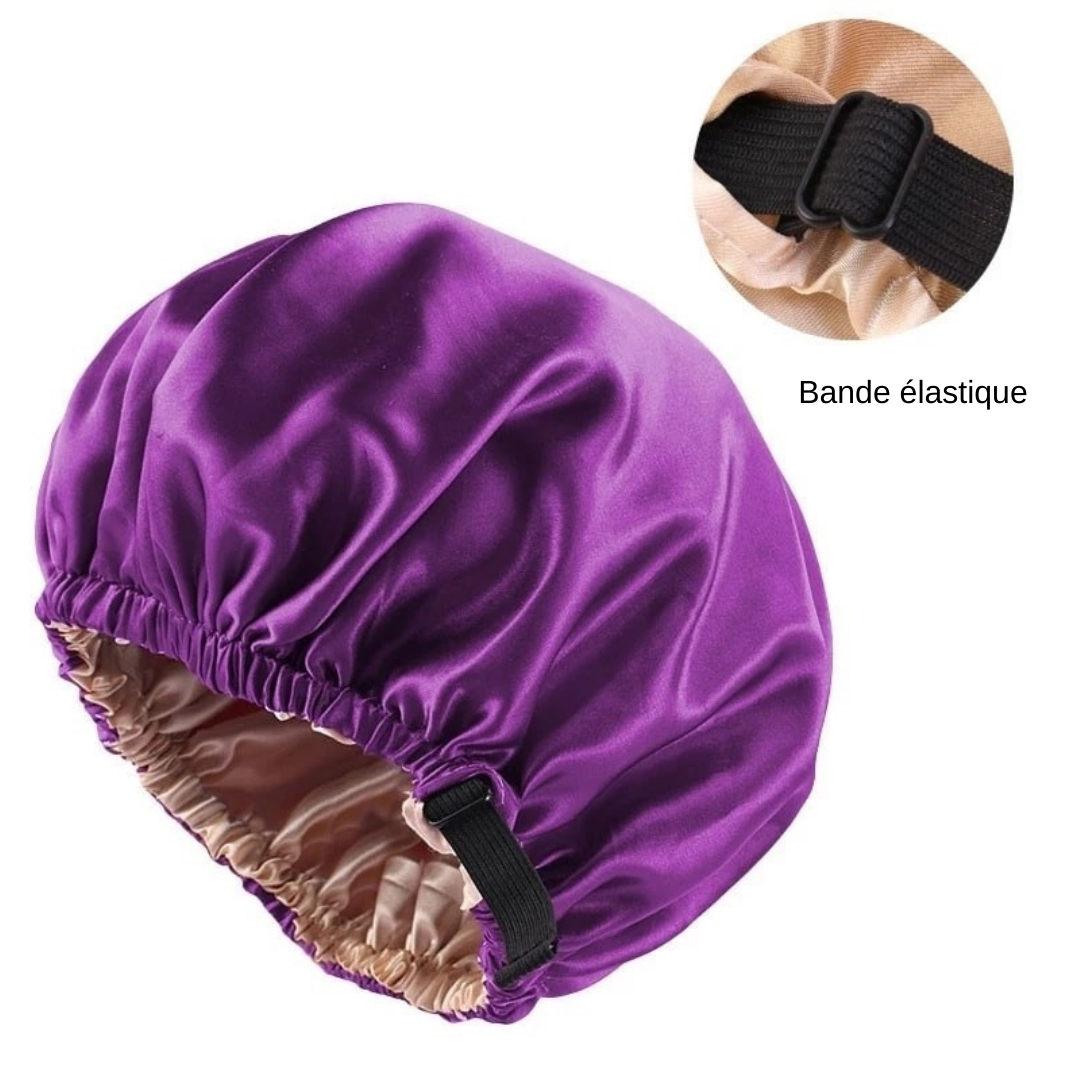 Bonnet en satin réversible et réglable